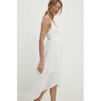 Answear Lab rochie din bumbac culoarea alb, midi, drept