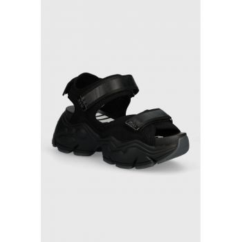Buffalo sandale Binary 0 femei, culoarea negru, cu platforma, 1602196.BLK