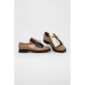 Camper pantofi de piele TWS femei, culoarea maro, cu toc plat, K201454.007 de firma originali