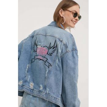 Chiara Ferragni geaca jeans PUNK femei, de tranzitie, oversize, 76CBS414