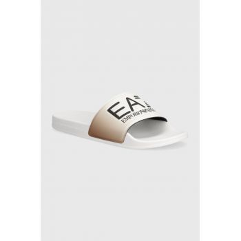 EA7 Emporio Armani papuci femei, culoarea alb de firma originali