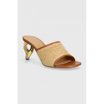 JW Anderson papuci Raffia Sandal femei, culoarea bej, cu toc drept, ANW42230A