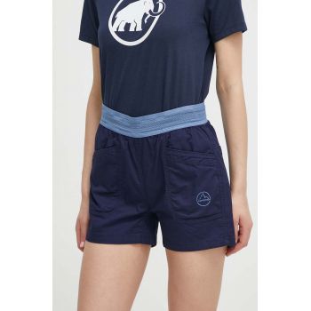 LA Sportiva pantaloni scurti Joya femei, culoarea albastru marin, neted, medium waist, O72643644