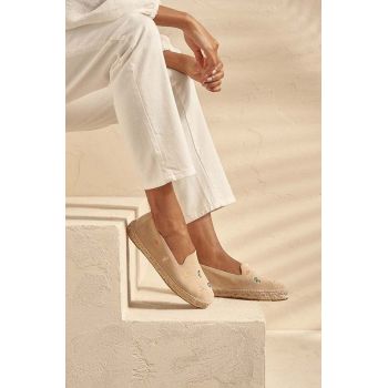 Manebi espadrile din piele intoarsa Palm Springs Flat Espadrilles culoarea bej, G 7.3 N0