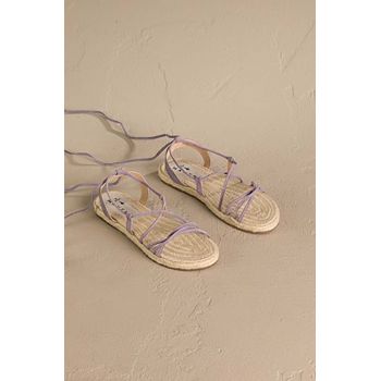 Manebi sandale din piele intoarsa Lace-Up Sandals femei, culoarea violet, P 7.4 Y0 de firma originale