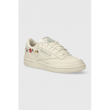 Reebok Classic sneakers din piele Club C 85 culoarea bej, 100202098