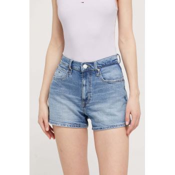 Tommy Jeans pantaloni scurti jeans femei, neted, high waist