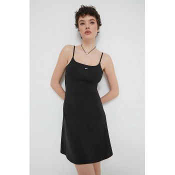 Tommy Jeans rochie culoarea negru, mini, evazati