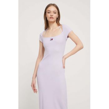 Tommy Jeans rochie culoarea violet, midi, mulata