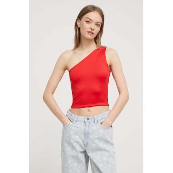 Tommy Jeans top femei, culoarea rosu