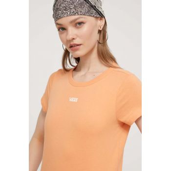 Vans tricou din bumbac femei, culoarea portocaliu de firma original