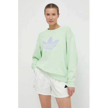 adidas Originals bluza femei, culoarea verde, cu imprimeu, IU2336