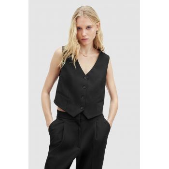 AllSaints vesta NELLIE WAISTCOAT culoarea negru, un singur rand de nasturi, WT512Z