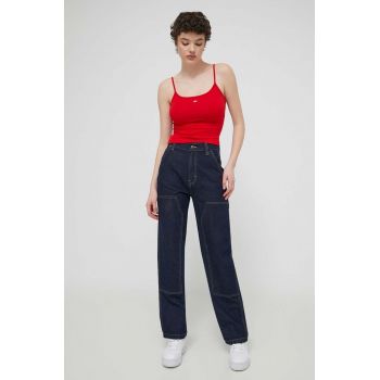 Dickies jeansi MADISON DOUBLE KNEE DENIM W femei high waist, DK0A4YGL de firma originali