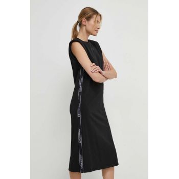 EA7 Emporio Armani rochie culoarea negru, midi, oversize de firma originala