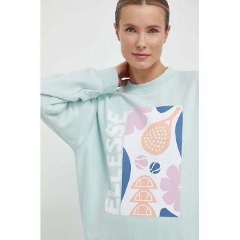 Ellesse bluza Rosiello Sweatshirt femei, culoarea turcoaz, cu imprimeu, SGV20247 de firma original
