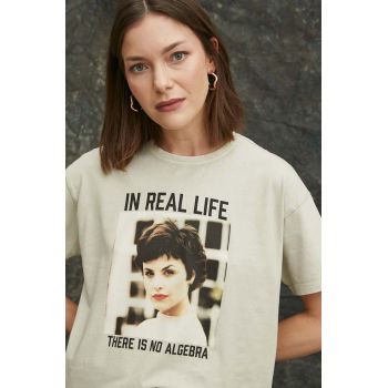 Medicine tricou din bumbac femei, culoarea bej