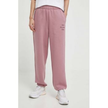 New Balance pantaloni de trening culoarea roz, neted, WP41508RSE