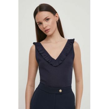 Pepe Jeans top femei, culoarea albastru marin ieftin