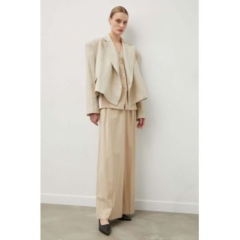 Remain sacou de in culoarea bej, oversize, neted