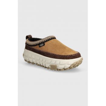 UGG papuci din piele Venture Daze femei, culoarea maro, cu platforma, 1155650