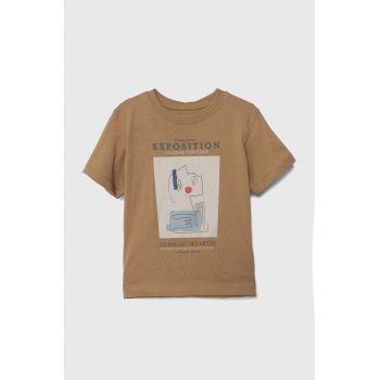 zippy tricou de bumbac pentru copii culoarea maro, cu imprimeu
