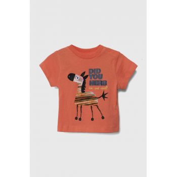 zippy tricou din bumbac pentru bebelusi culoarea portocaliu, cu imprimeu