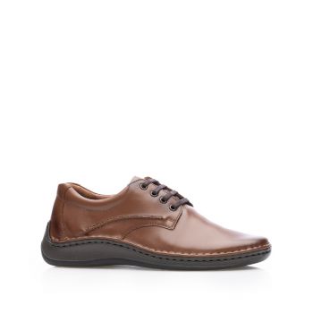 Pantofi casual bărbați din piele naturală, Leofex - 918 Cognac Închis Box de firma original