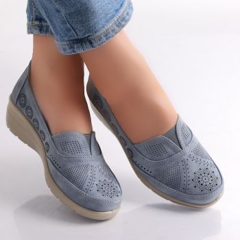Pantofi dama casual Albastri din Piele Ecologica Dinda ieftini la reducere