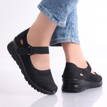 Pantofi dama casual Negri din Piele Ecologica Tiga