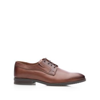 Pantofi eleganţi bărbaţi din piele naturală, Leofex - 529-1 Cognac Box de firma original