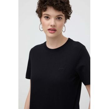 Superdry tricou din bumbac femei, culoarea negru