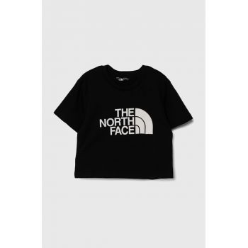 The North Face tricou copii CROP EASY TEE culoarea negru