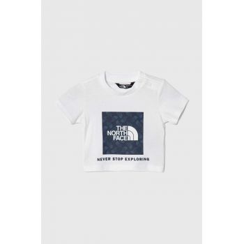 The North Face tricou de bumbac pentru copii BOX INFILL PRINT TEE culoarea alb, cu imprimeu
