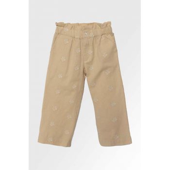 zippy pantaloni cu amestec de in pentru copii culoarea bej, modelator