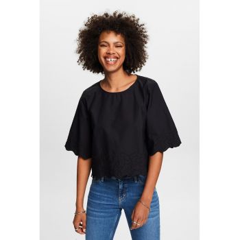 Bluza de bumbac cu margini valurite