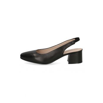 Pantofi slingback din piele cu toc masiv