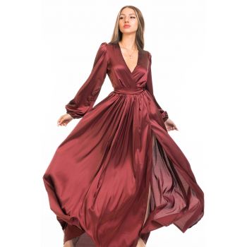 Rochie maxi evazata cu slit