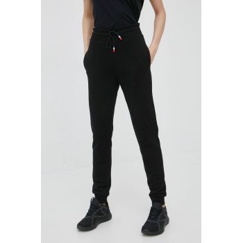 Rossignol pantaloni de trening din bumbac femei, culoarea negru, neted de firma original