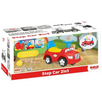 Masinuta pentru copii fara pedale Dolu Step car 2 in 1 cu spatar si spatiu de depozitare sub scaun, volan cu sunet de la 12 luni pana la 23 kg