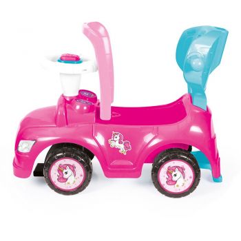 Masinuta copii de impins Dolu 4 in 1 Step car Unicorn cu maner detasabil, sunete amuzante, spatiu depozitare sub scaun, Suport pentru picioare detasabil, bara de proectie