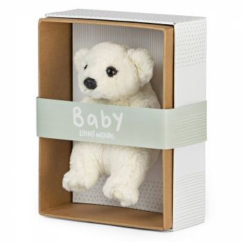 Pui de Urs Polar Bebelus de Plus 17 cm, in cutie - Jucarie de plus Living Nature ieftina