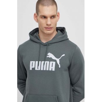 Puma bluză bărbați, culoarea gri, cu glugă, imprimeu 586687 ieftin