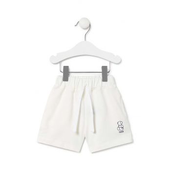 Tous pantaloni scurți din bumbac pentru bebeluși culoarea alb, neted