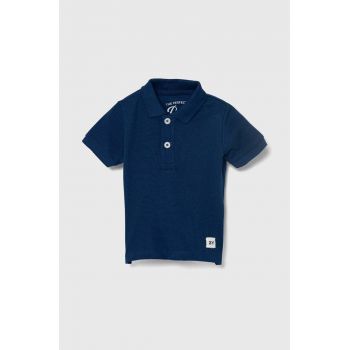 zippy tricouri polo din bumbac pentru bebeluși culoarea albastru marin, neted