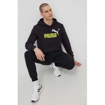 Puma bluză bărbați, culoarea negru, cu glugă, imprimeu 586765 de firma original