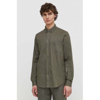 Samsoe Samsoe camasa de in barbati, culoarea verde, cu guler button-down, regular