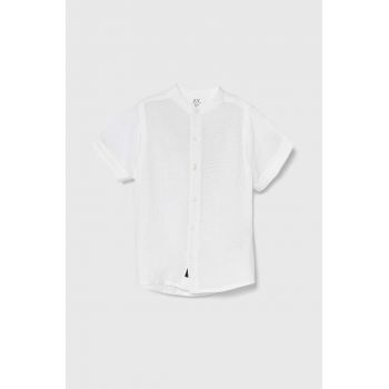 zippy cămașă din amestec de in pentru copii culoarea alb ieftina
