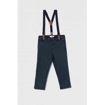 zippy pantaloni din bumbac pentru bebeluși culoarea albastru marin, neted