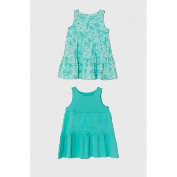 zippy rochie din bumbac pentru copii 2-pack culoarea turcoaz, mini, evazati ieftina